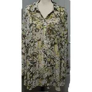 Lane Bryant Top Peasant Blouse Shirt Tunic Women 18/20 Animal Print Flowy Peplum